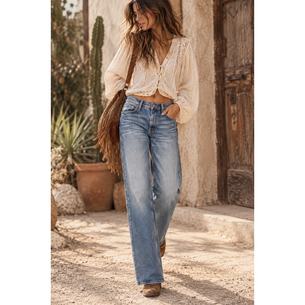 Mother Superior The Reifler Straight Leg Jeans Early Blue High Rise 30x32